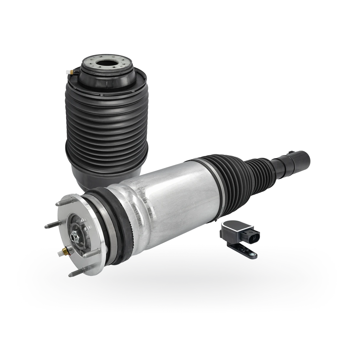 Photo of three MEYLE parts from the air suspension product group.